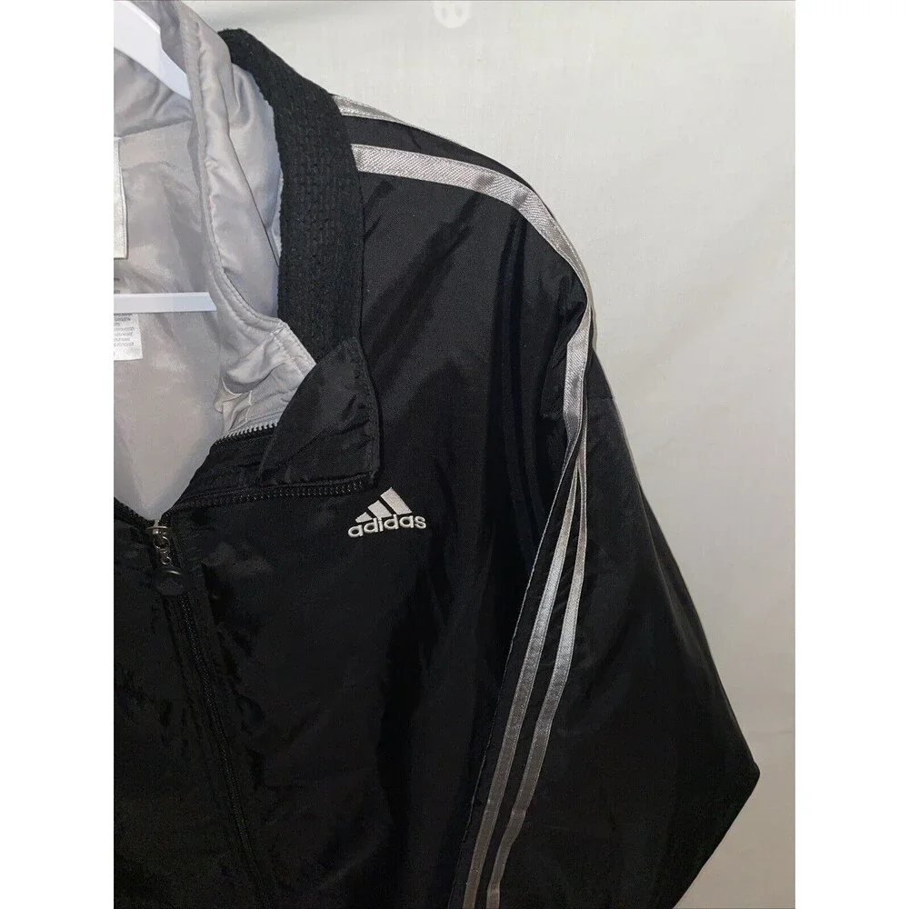 Adidas Men’s Vtg Y2K Jacket & Removeable Vest Size XL Black Outer Silver Inner